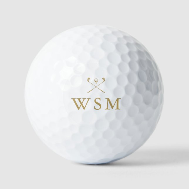 Personalised Gold Monogram Golf Clubs Balls (Front)