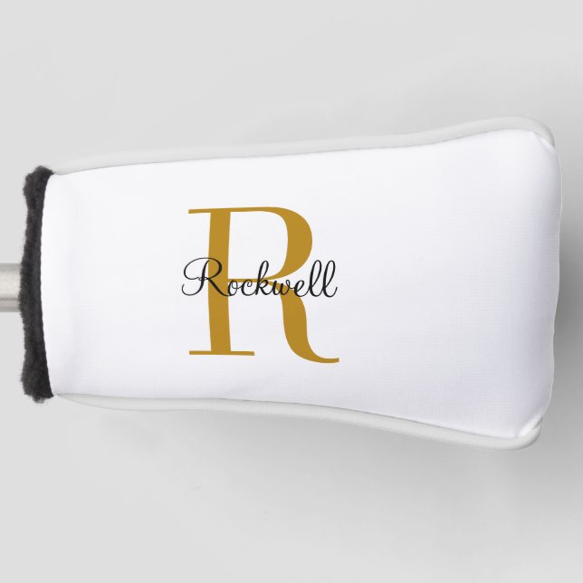 Personalised Gold Monogram Name Initial  Golf Head Cover (Front)