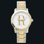 Personalised Gold Monogram Name Initial  Watch<br><div class="desc">Custom watch personalised with your name and unique monogram. Click Customise It to edit fonts and colours or add your own text and images to create a unique one of a kind gift. Easy to customise. Golf in style. Get yours today!</div>
