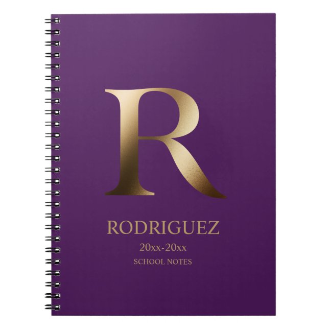 Personalised Gold Monogram | Purple Notebook (Front)