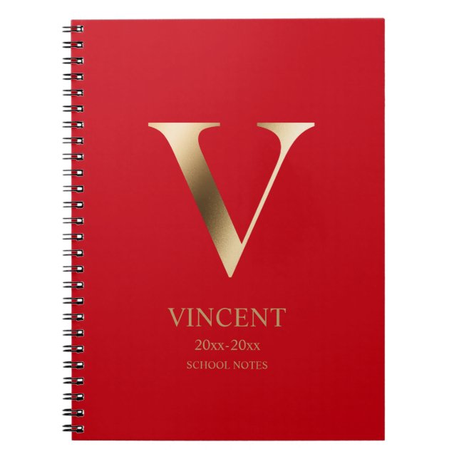 Personalised Gold Monogram | Red Notebook (Front)
