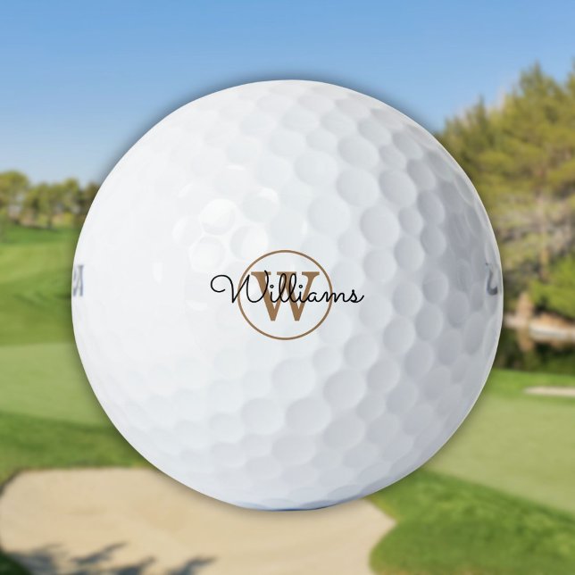 Personalised Gold Monogram Script Name Golf Balls (Personalized Gold Monogram Script Name Golf Balls)