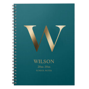 Personalised Gold Monogram   Teal Notebook