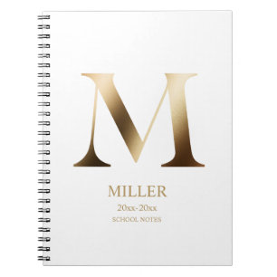 Personalised Gold Monogram   White Notebook