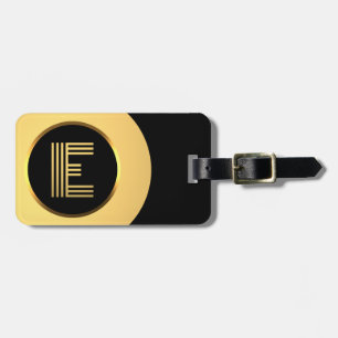 Personalised Gold Monogrammed Letter E Luggage Tag