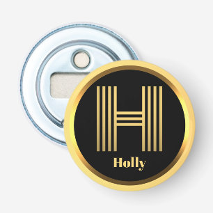 Personalised Gold Monogrammed Letter H Bottle Opener