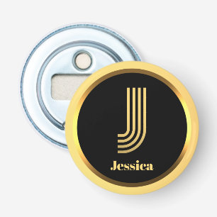 Personalised Gold Monogrammed Letter J Bottle Opener