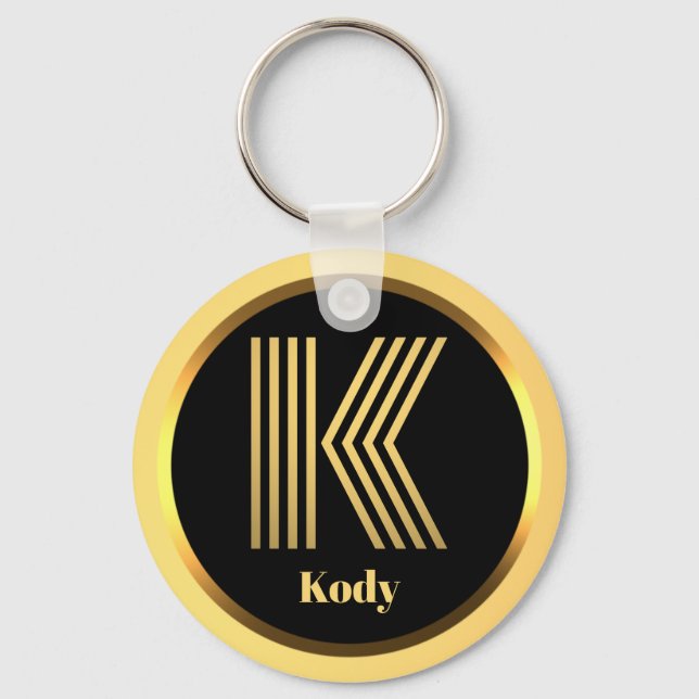 Personalised Gold Monogrammed Letter K Keychain (Front)