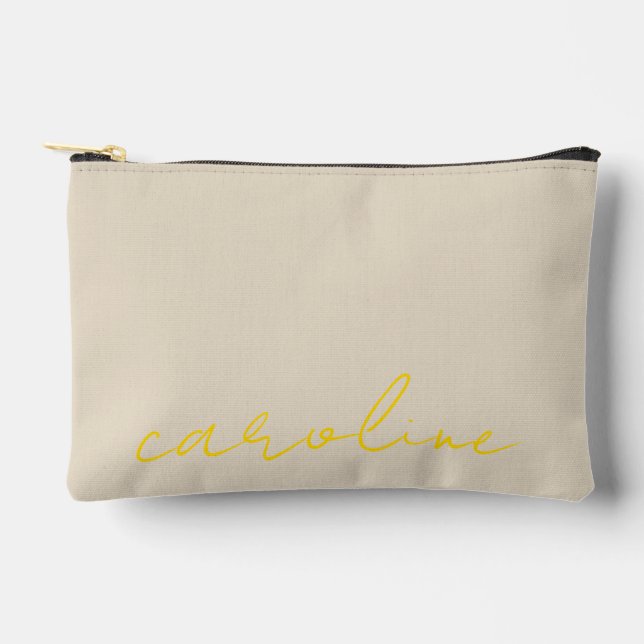 Personalised Gold Name Makeup Bag: Canvas Cosmetic Accessory Pouch (Front)