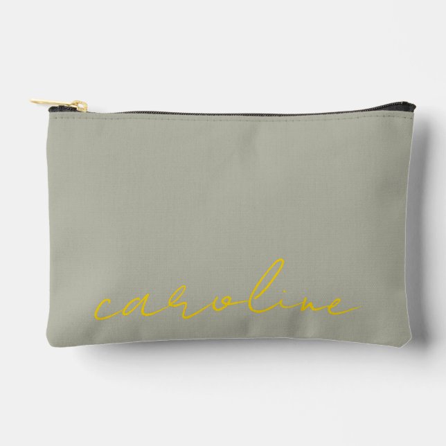 Personalised Gold Name Makeup Bag: Canvas Cosmetic Accessory Pouch (Front)