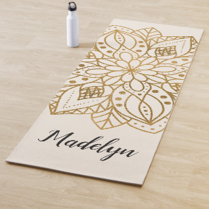 Personalised Gold Nature Mandala Yoga Mat