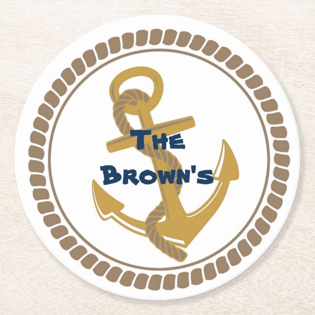 Personalised Gold Nautical Coasters (Front)