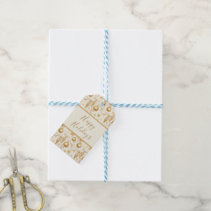 Personalised Gold Ornaments Bows Christmas Holiday Gift Tags