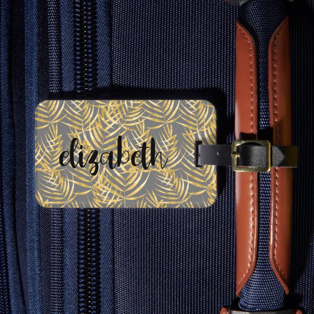 Personalised Gold Palm Chic Luggage Tag (Front Insitu 4)