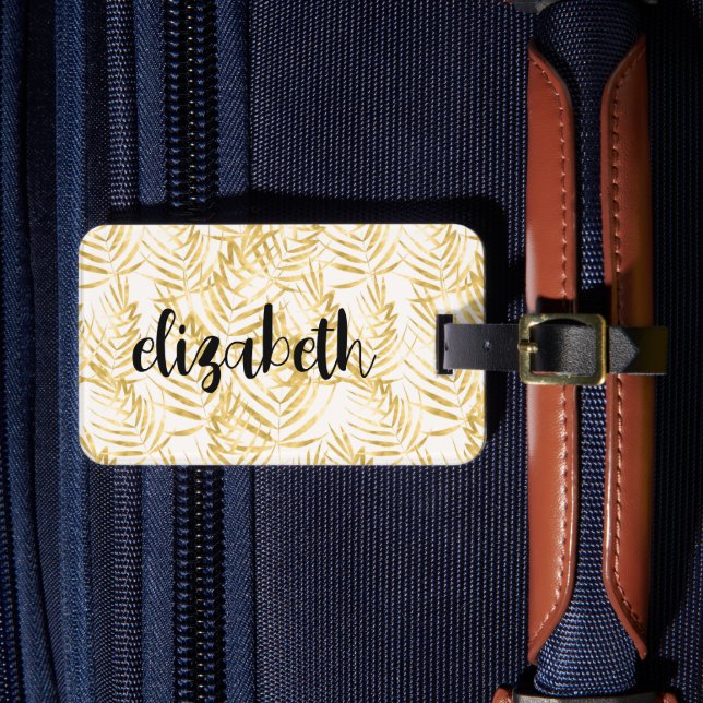 Personalised Gold Palm Chic Luggage Tag (Front Insitu 4)
