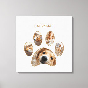 Personalised Gold Paw Print Pet Photo Collage