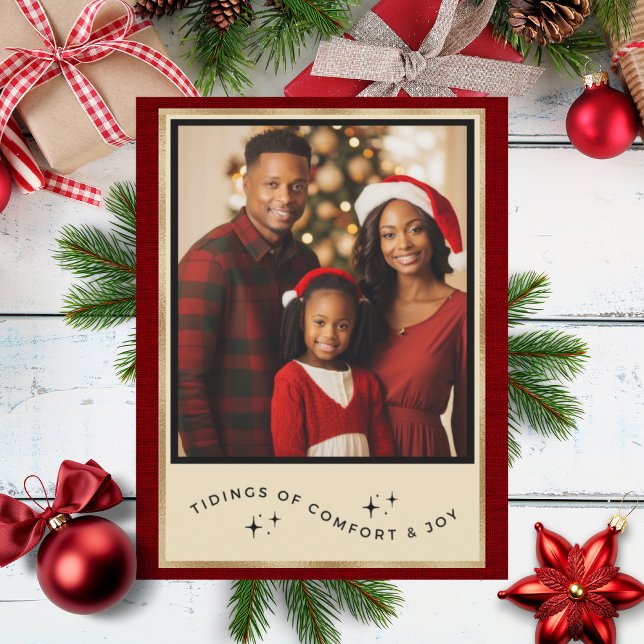 Personalised Gold Photo Holiday Christmas Card (Creator Uploaded)