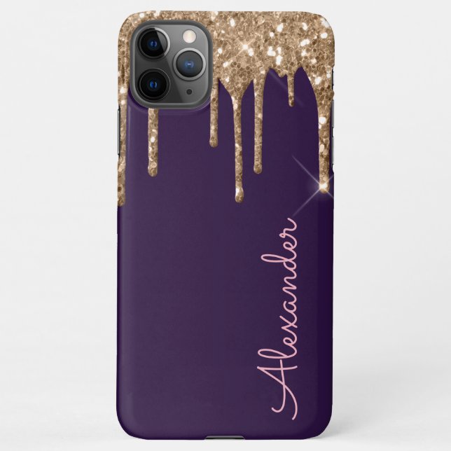 Personalised Gold Purple Handwritten BUDGET iPhone Case (Back)