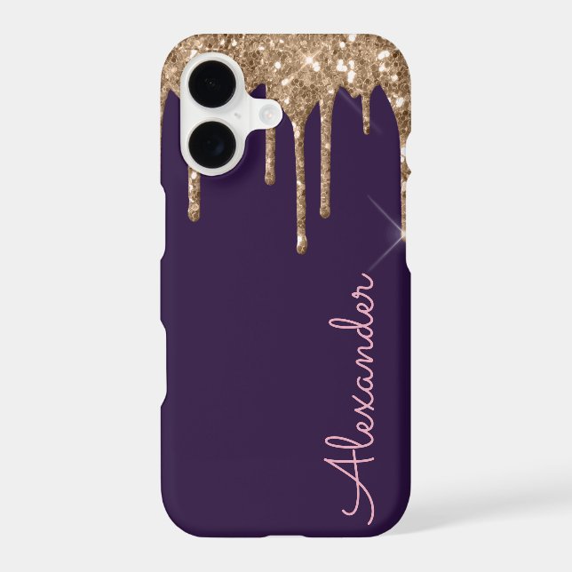 Personalised Gold Purple Handwritten BUDGET iPhone Case (Back)