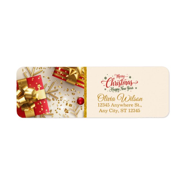 Personalised Gold & Red Festive Holiday Mailing (Front)