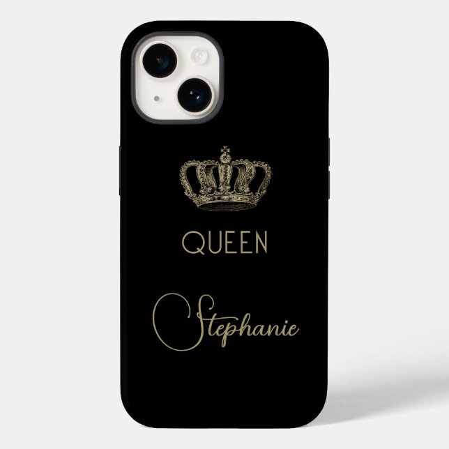 Personalised Gold Royalty Queen on Black Case-Mate iPhone Case (Back)