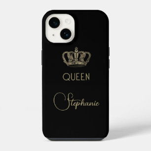 Personalised Gold Royalty Queen on Black iPhone 14 Case