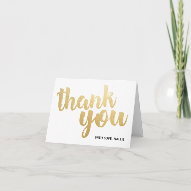 Personalised Gold Script Custom Thank You Card (Front)