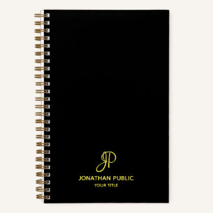 Personalised Gold Script Monogram Initial Template Notebook