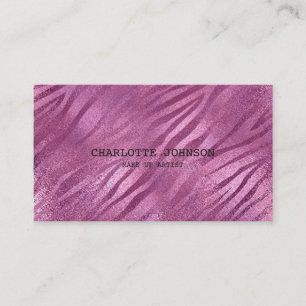 Personalised Gold Shiny Zebra Skin Pink Vip Business Card