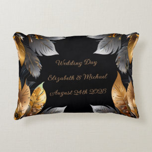 Personalised Gold & Silver Floral Sunflower Decorative Cushion
