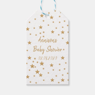 Personalised Gold Star Glitter Girl Baby Shower Gift Tags