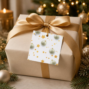 Personalised Gold Stars and Ornaments Christmas Favour Tags