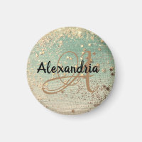 Personalised Gold Stars on Green Glitter