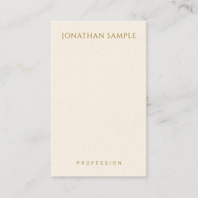 Personalised Gold Text Template Vertical Modern Business Card (Front)