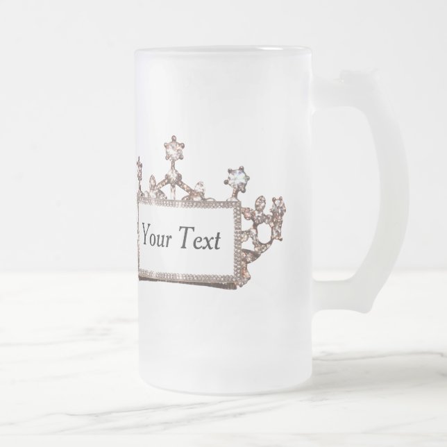 Personalised “Gold Tiara” Frosted Glass Beer Mug (Right)