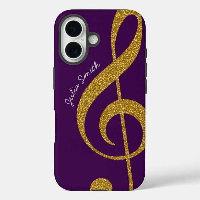 personalised gold treble clef music purple Case-Mate iPhone case (Back)
