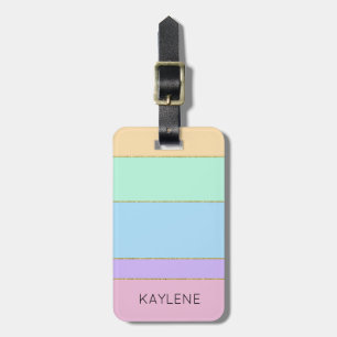 Personalised Gold Trim Colour Stripes Luggage Tag