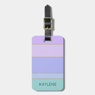 Personalised Gold Trim Colour Stripes Luggage Tag