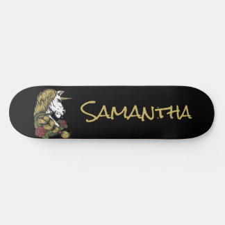 Personalised Gold Unicorn Skateboard