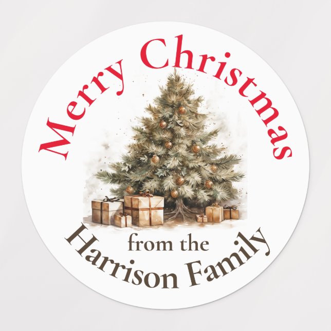 Personalised Gold Watercolor Christmas Tree Wishes (Design 1)