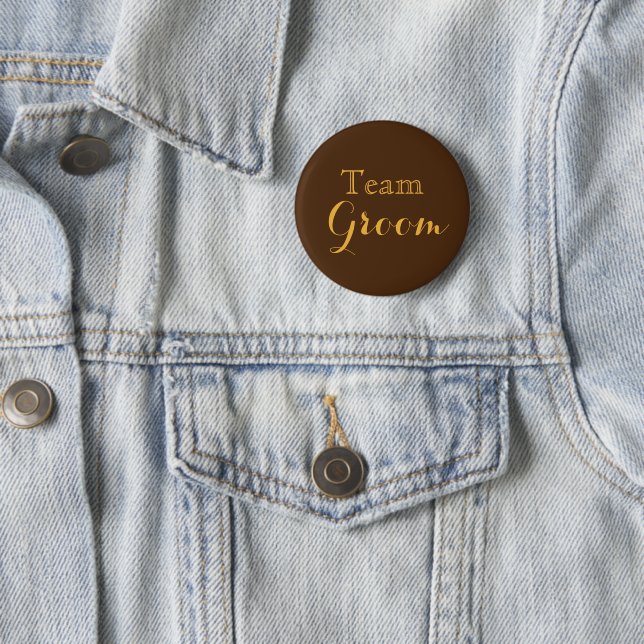 Personalised Gold Wedding Team Groom Button (In Situ)