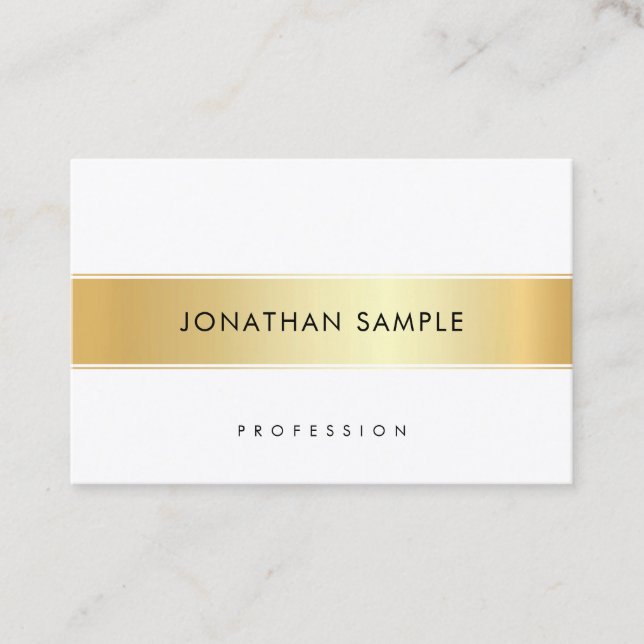Personalised Gold White Elegant Template Modern Business Card (Front)