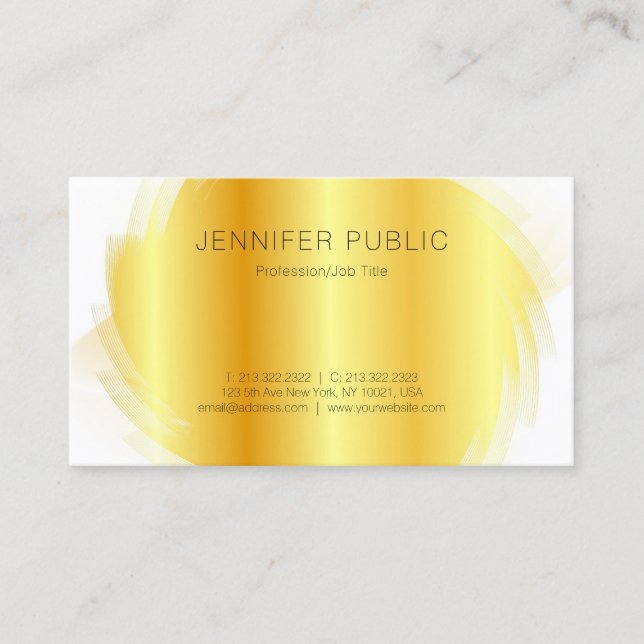 Personalised Gold White Modern Elegant Template Business Card (Front)