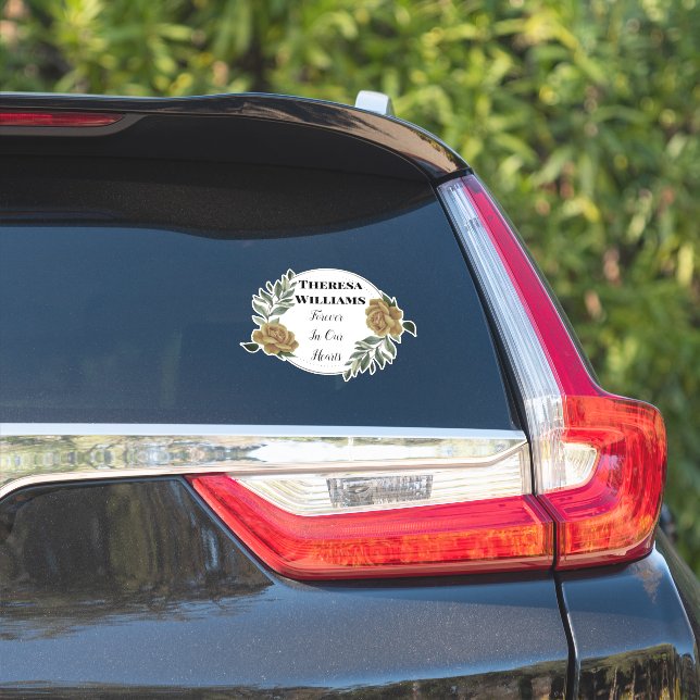 Personalised Gold Wreath Memorial Car Sticker (Car Side)