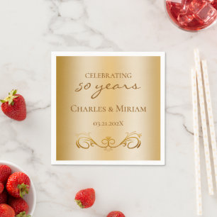 Personalised Golden 50th Wedding Anniversary Party Napkin