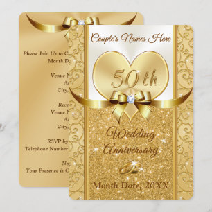 Personalised Golden Anniversary Invitation Card