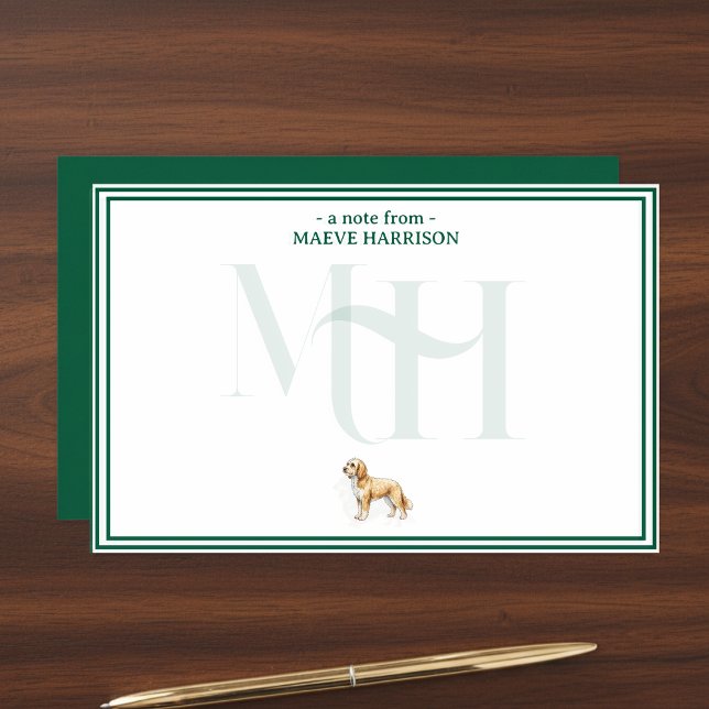 Personalised Golden Doodle Note Monogram Stationery (Gift custom stationery to the dog lover in your life! )