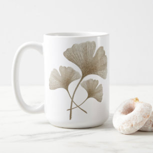 Personalised Golden Ginkgo Leaf Custom Name Coffee Mug
