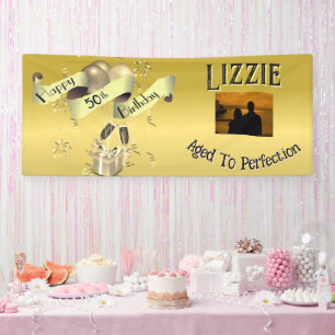 Personalised Golden Happy 50th Birthday Banner
