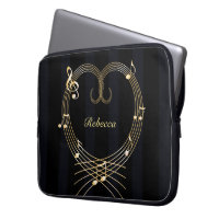 Personalised Golden Heart Musical Notes